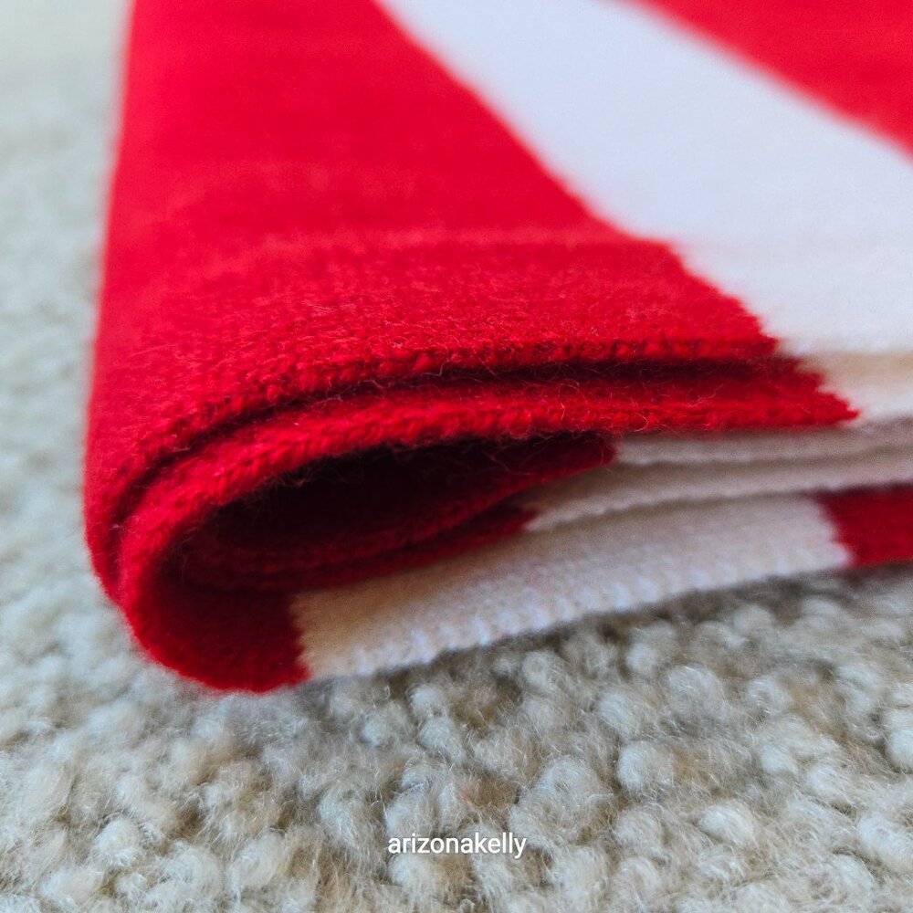 NWOT Talbots Cashmere Scarf Red & White Striped - Picture 9 of 13